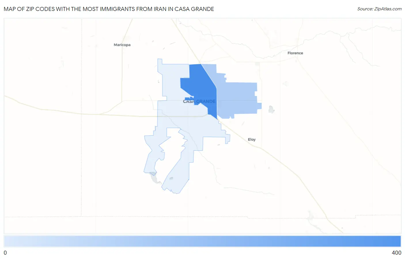 Zip Codes with the Most Immigrants from Iran in Casa Grande Map