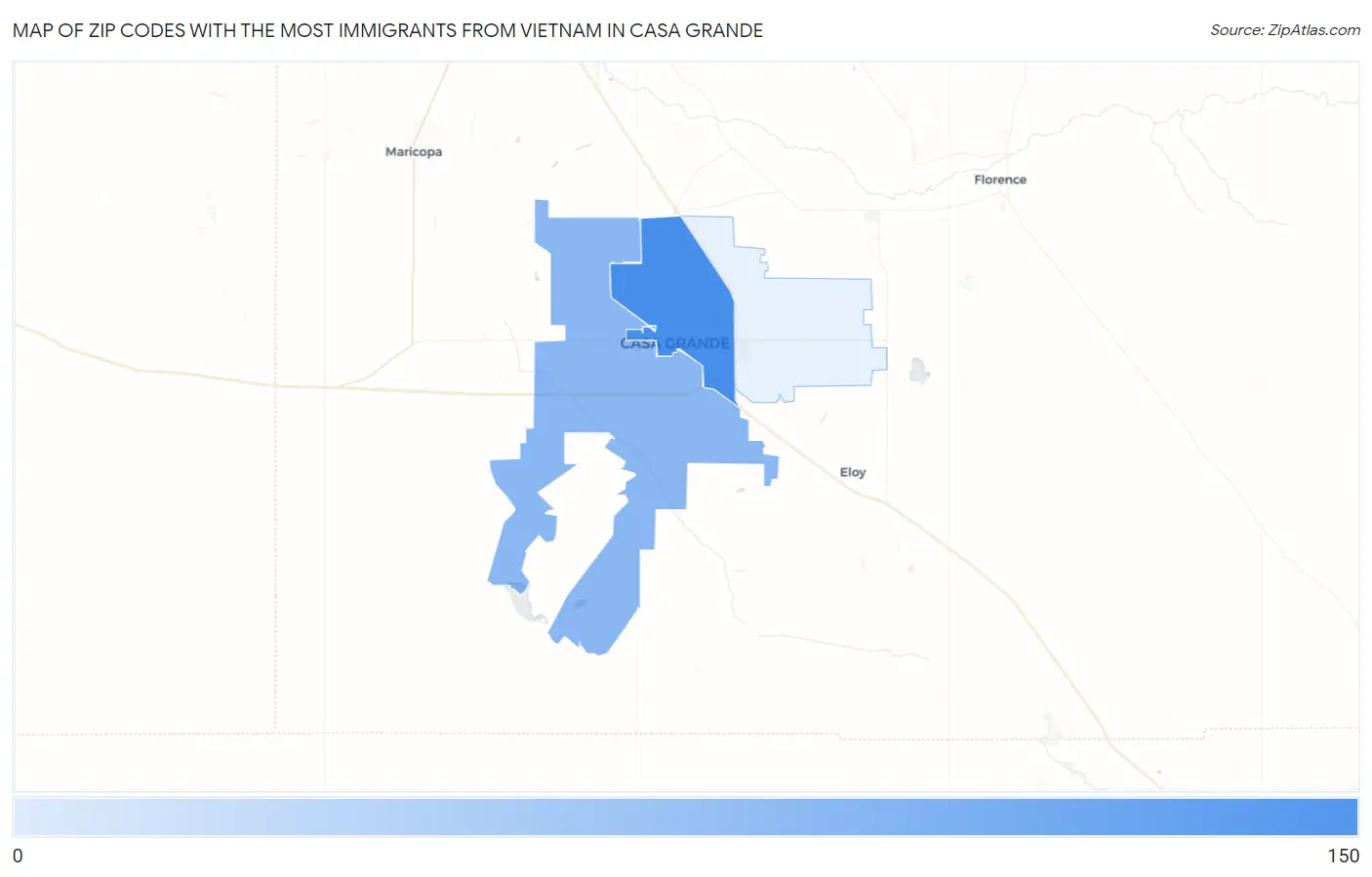 Zip Codes with the Most Immigrants from Vietnam in Casa Grande Map