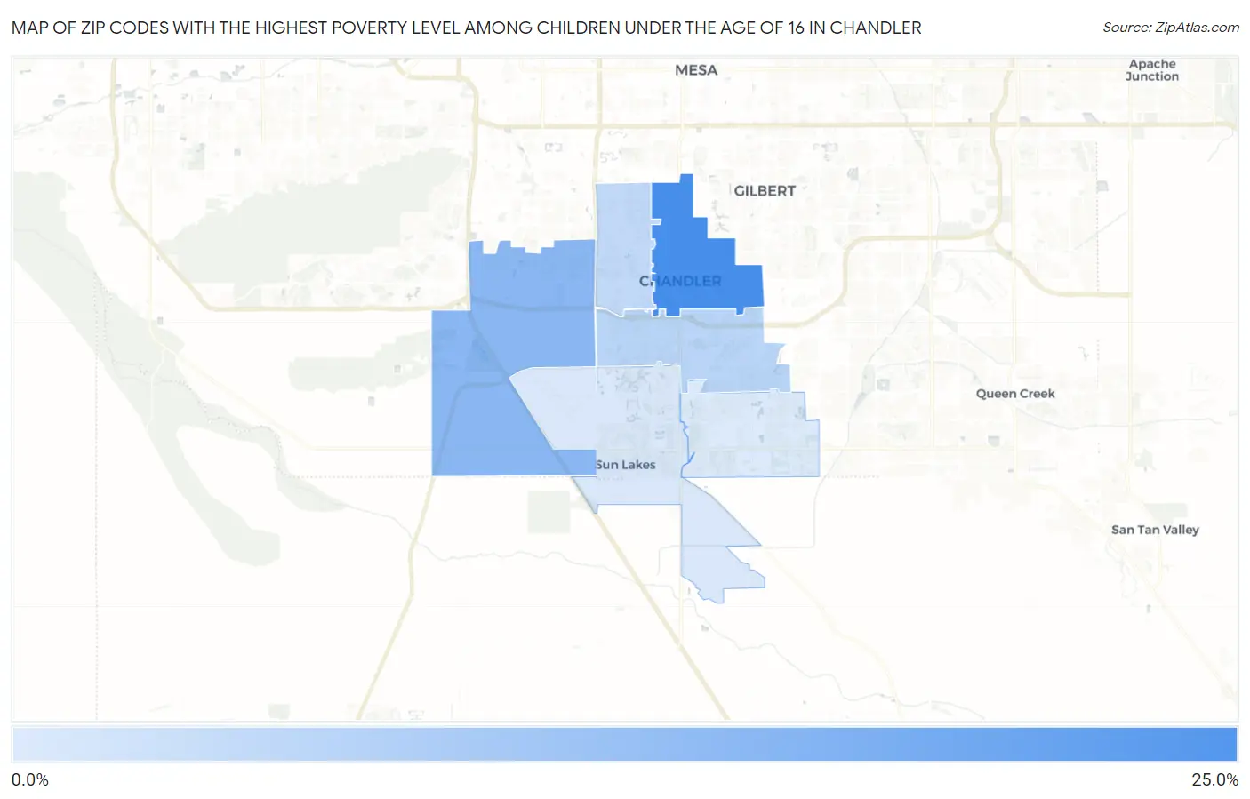 Zip Codes with the Highest Poverty Level Among Children Under the Age of 16 in Chandler Map