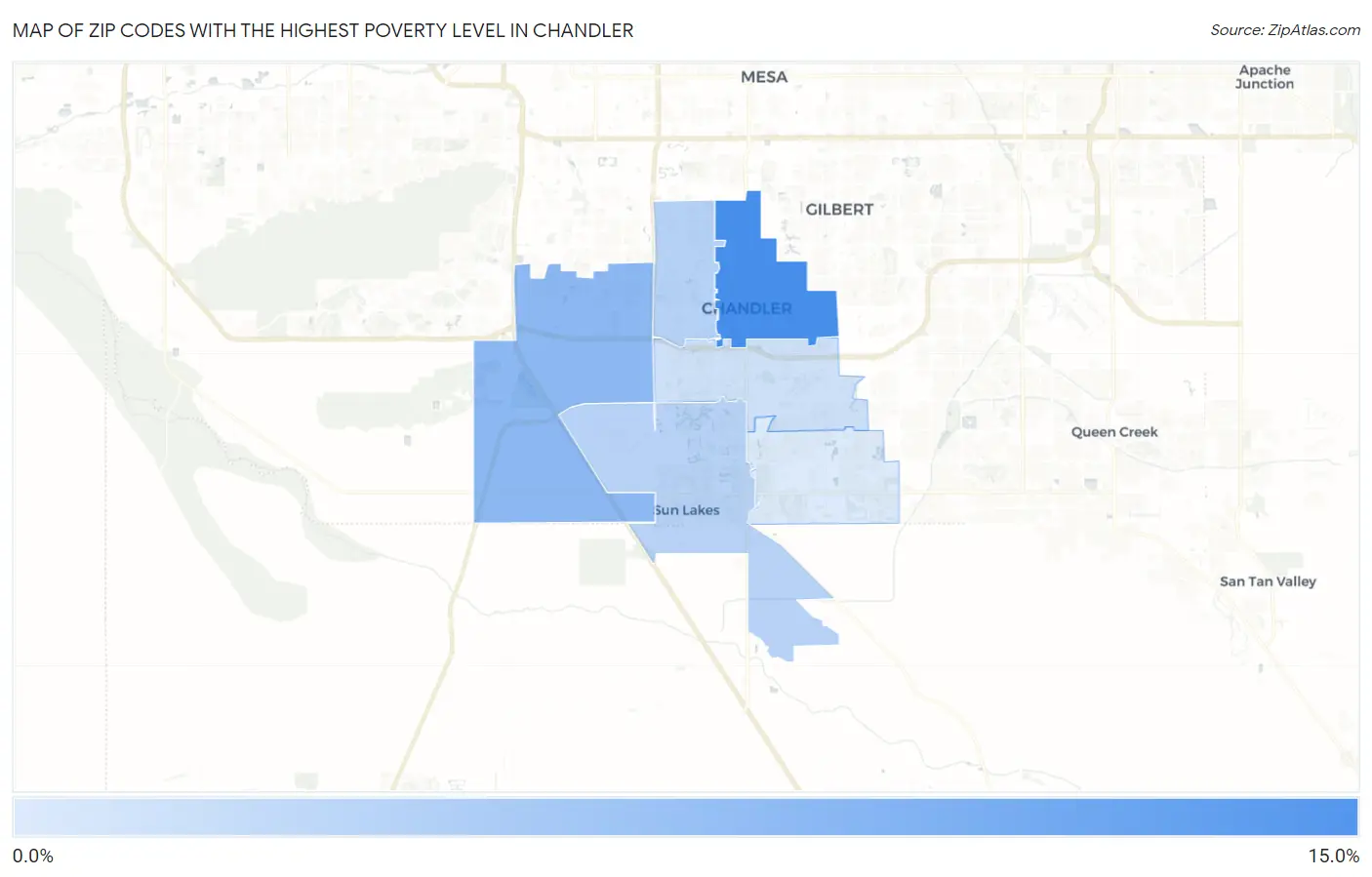 Zip Codes with the Highest Poverty Level in Chandler Map