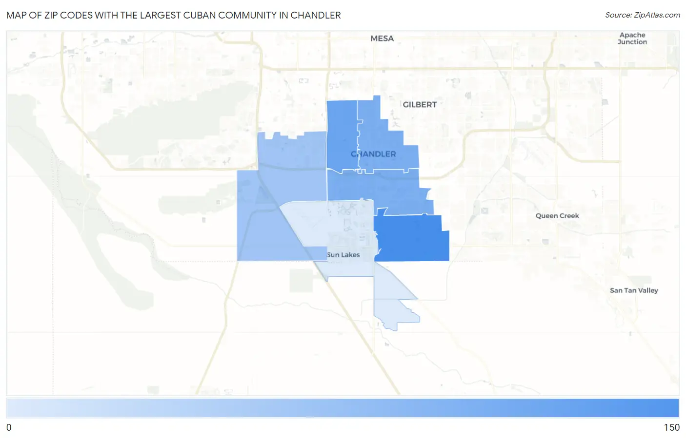 Zip Codes with the Largest Cuban Community in Chandler Map