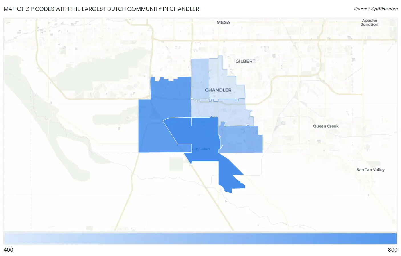 Zip Codes with the Largest Dutch Community in Chandler Map