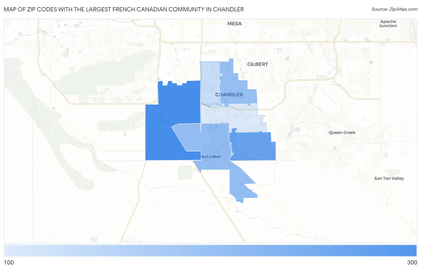 Zip Codes with the Largest French Canadian Community in Chandler Map
