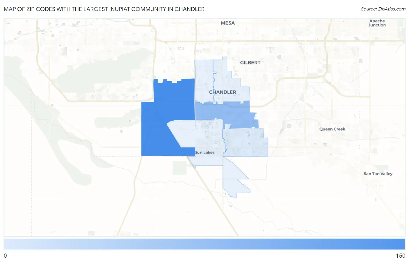 Zip Codes with the Largest Inupiat Community in Chandler Map