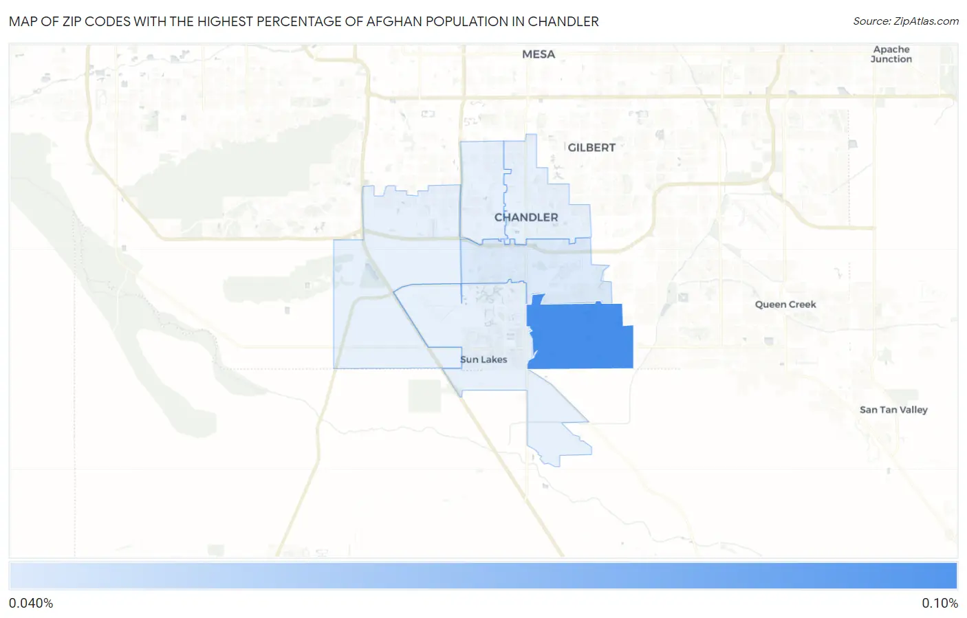 Zip Codes with the Highest Percentage of Afghan Population in Chandler Map