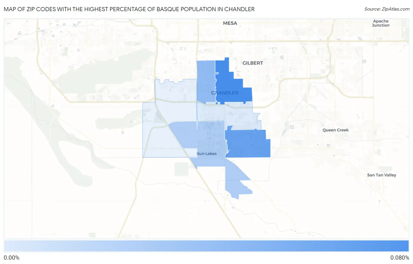 Zip Codes with the Highest Percentage of Basque Population in Chandler Map