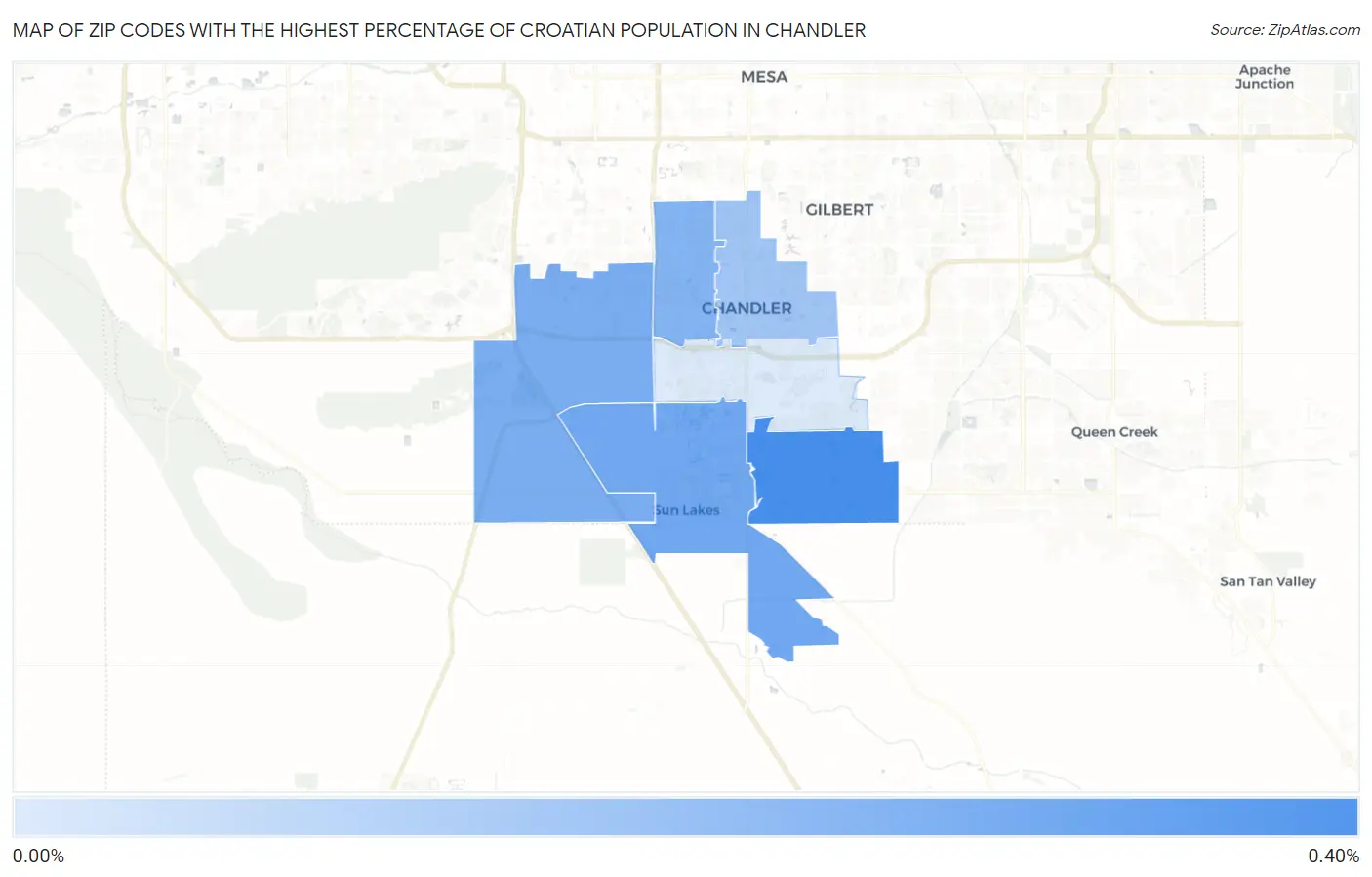 Zip Codes with the Highest Percentage of Croatian Population in Chandler Map