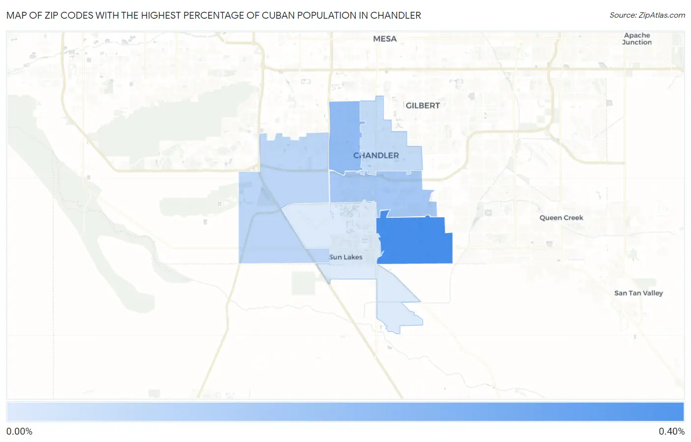 Zip Codes with the Highest Percentage of Cuban Population in Chandler Map