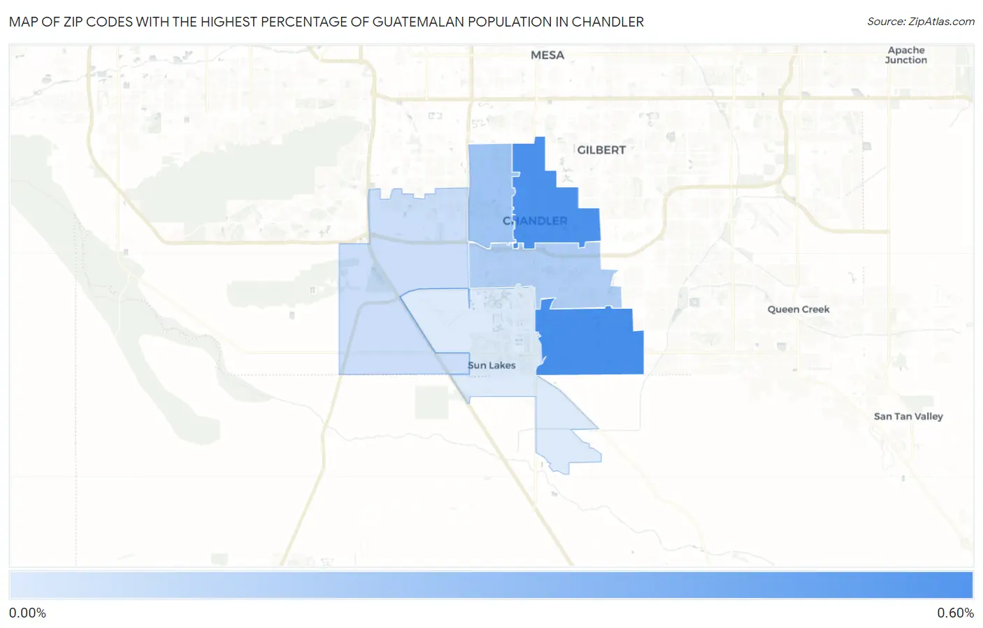 Zip Codes with the Highest Percentage of Guatemalan Population in Chandler Map