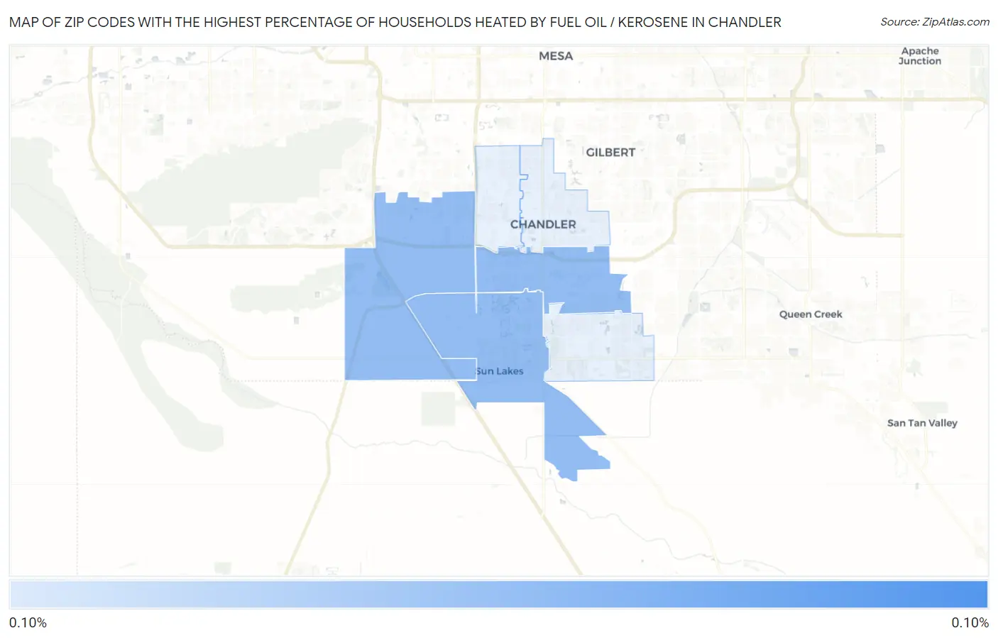 Zip Codes with the Highest Percentage of Households Heated by Fuel Oil / Kerosene in Chandler Map