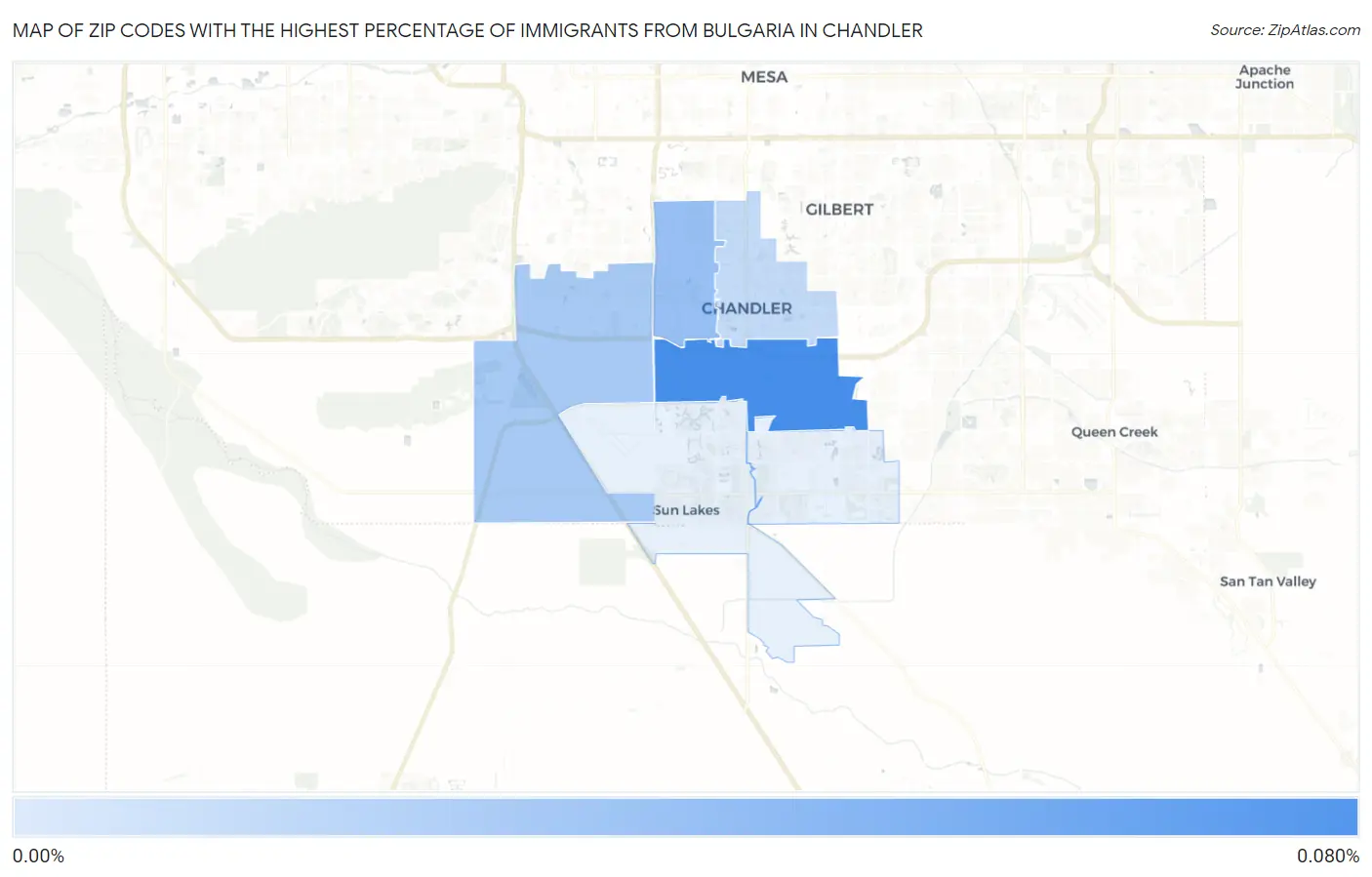 Zip Codes with the Highest Percentage of Immigrants from Bulgaria in Chandler Map