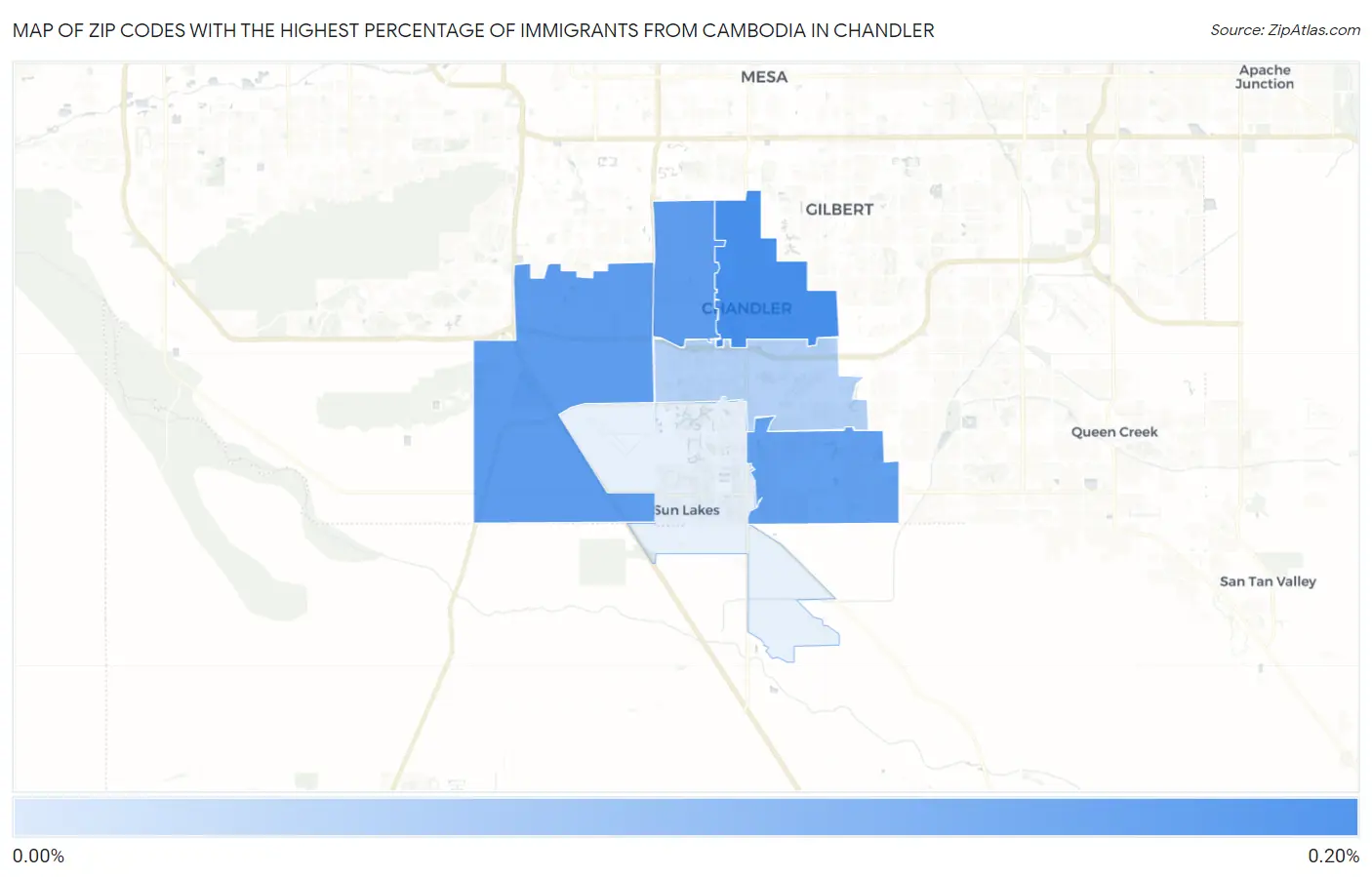 Zip Codes with the Highest Percentage of Immigrants from Cambodia in Chandler Map