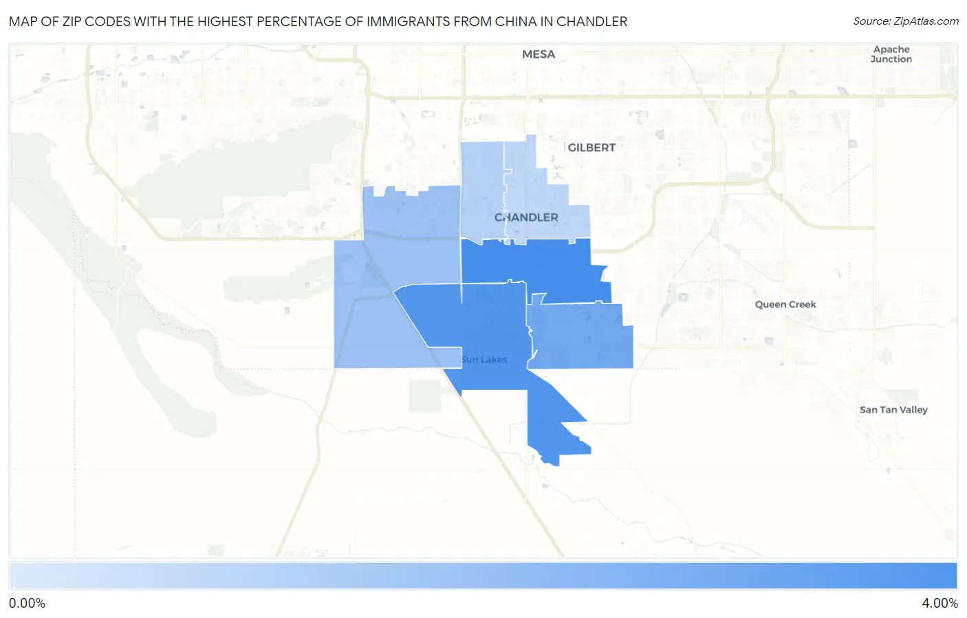 Zip Codes with the Highest Percentage of Immigrants from China in Chandler Map