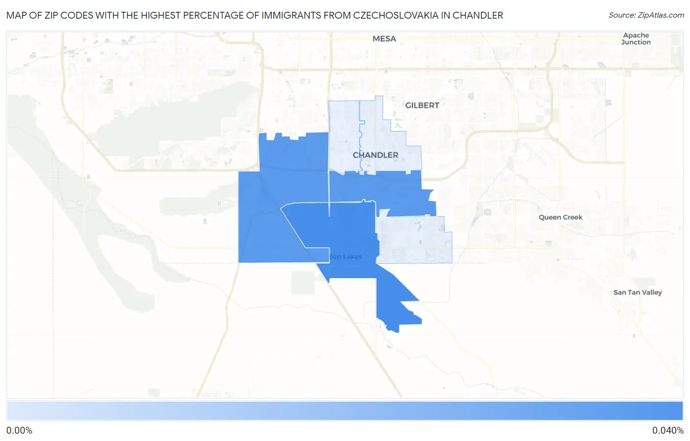 Zip Codes with the Highest Percentage of Immigrants from Czechoslovakia in Chandler Map