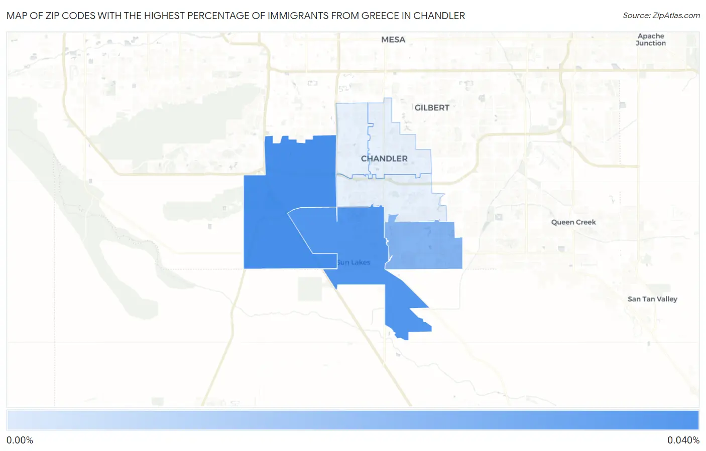 Zip Codes with the Highest Percentage of Immigrants from Greece in Chandler Map