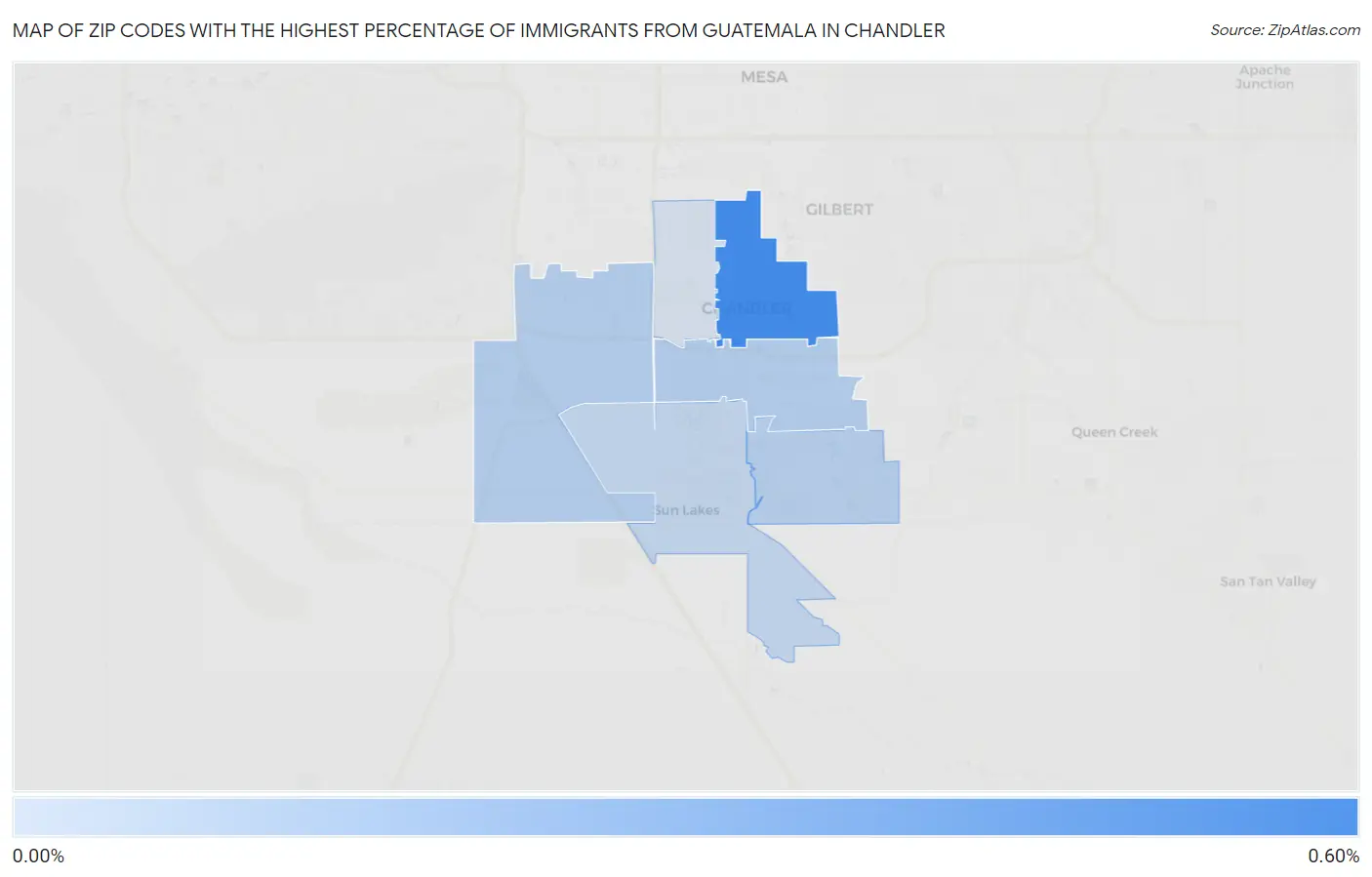 Zip Codes with the Highest Percentage of Immigrants from Guatemala in Chandler Map