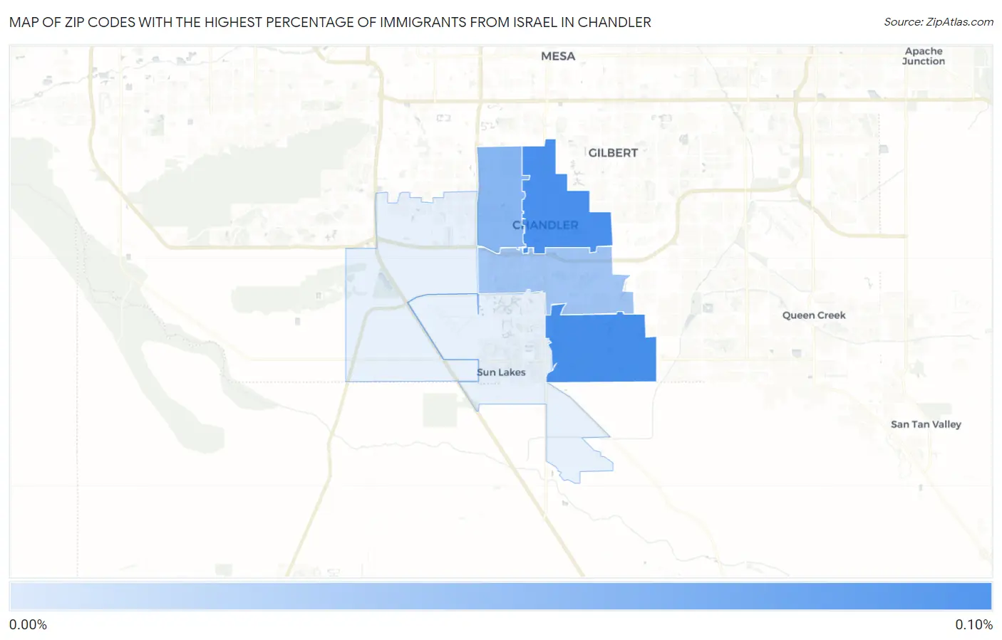 Zip Codes with the Highest Percentage of Immigrants from Israel in Chandler Map