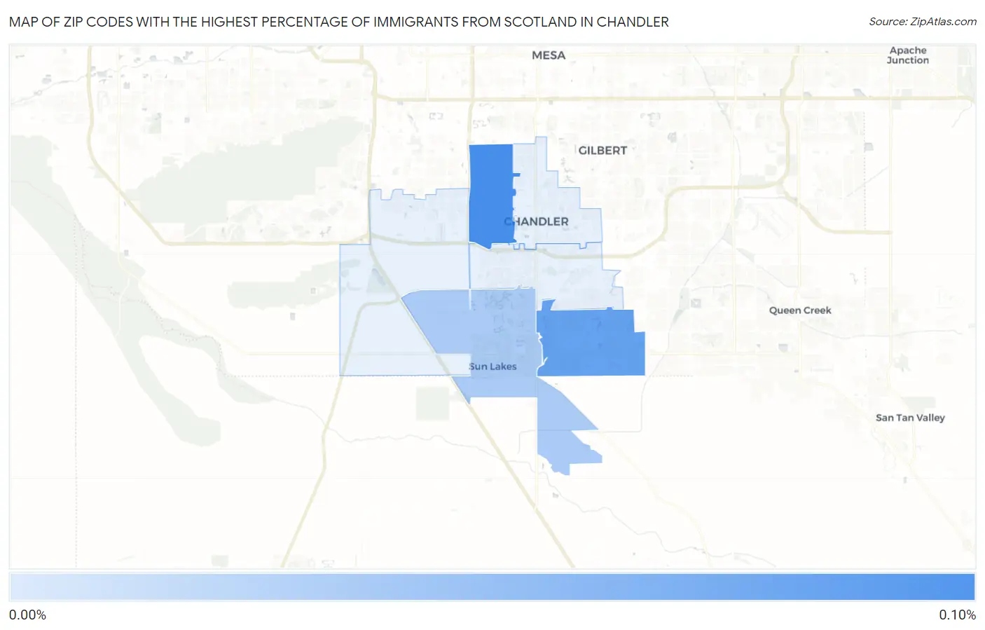 Zip Codes with the Highest Percentage of Immigrants from Scotland in Chandler Map