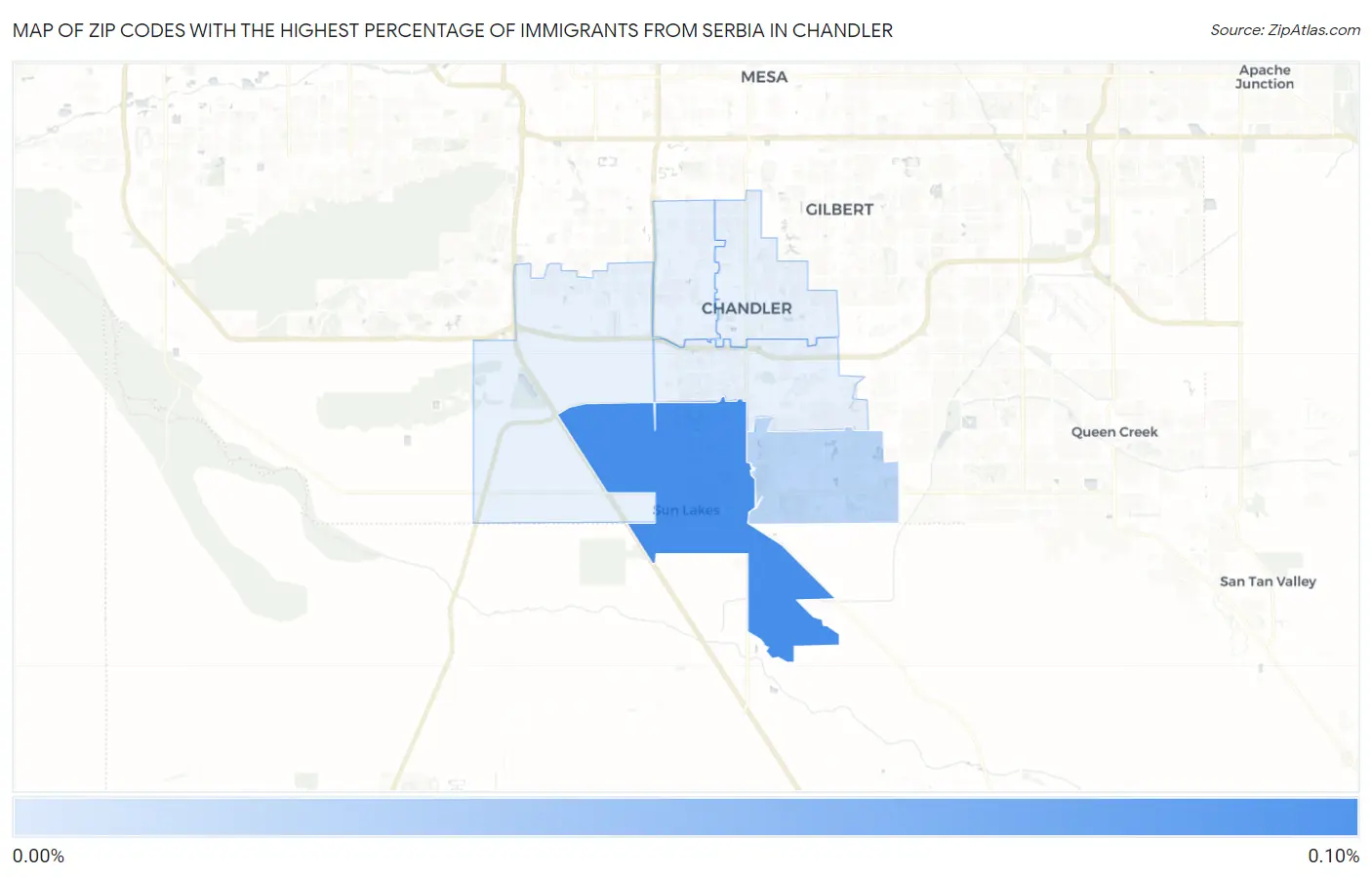 Zip Codes with the Highest Percentage of Immigrants from Serbia in Chandler Map