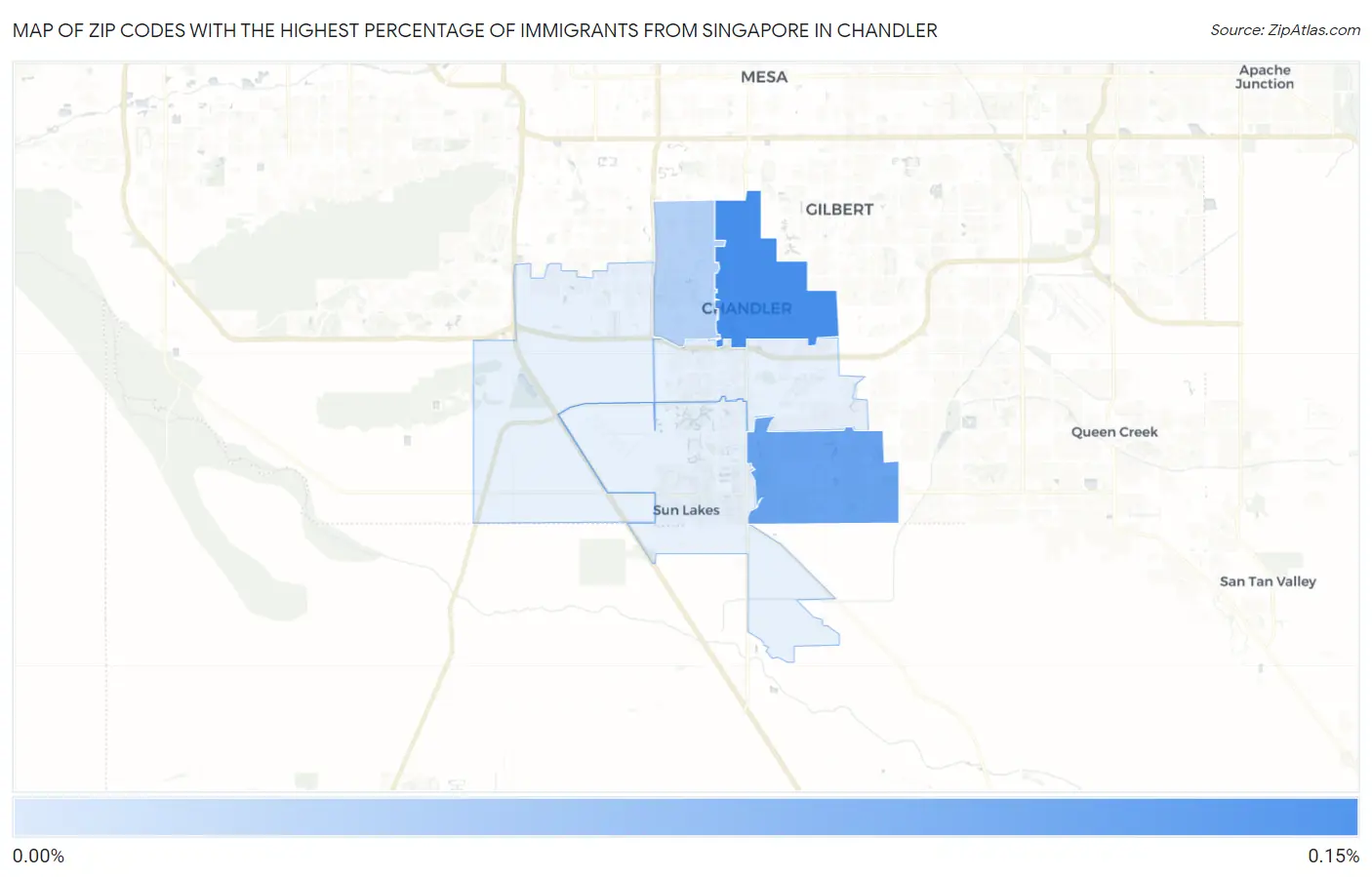 Zip Codes with the Highest Percentage of Immigrants from Singapore in Chandler Map