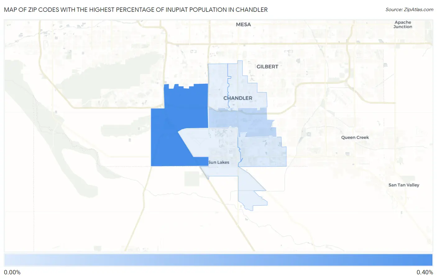 Zip Codes with the Highest Percentage of Inupiat Population in Chandler Map