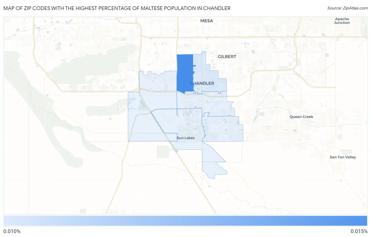 Zip Codes with the Highest Percentage of Maltese Population in Chandler Map