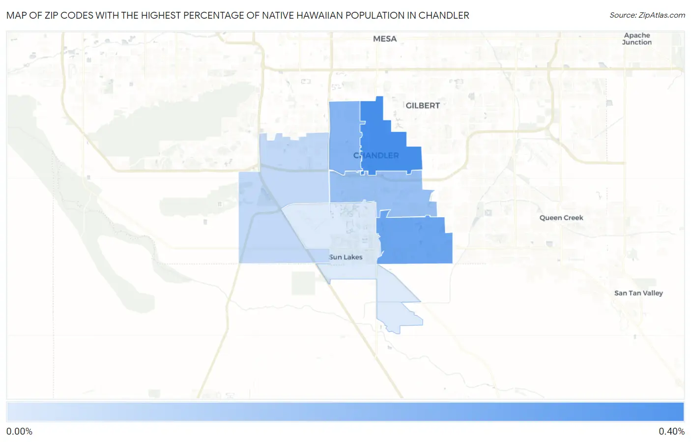 Zip Codes with the Highest Percentage of Native Hawaiian Population in Chandler Map