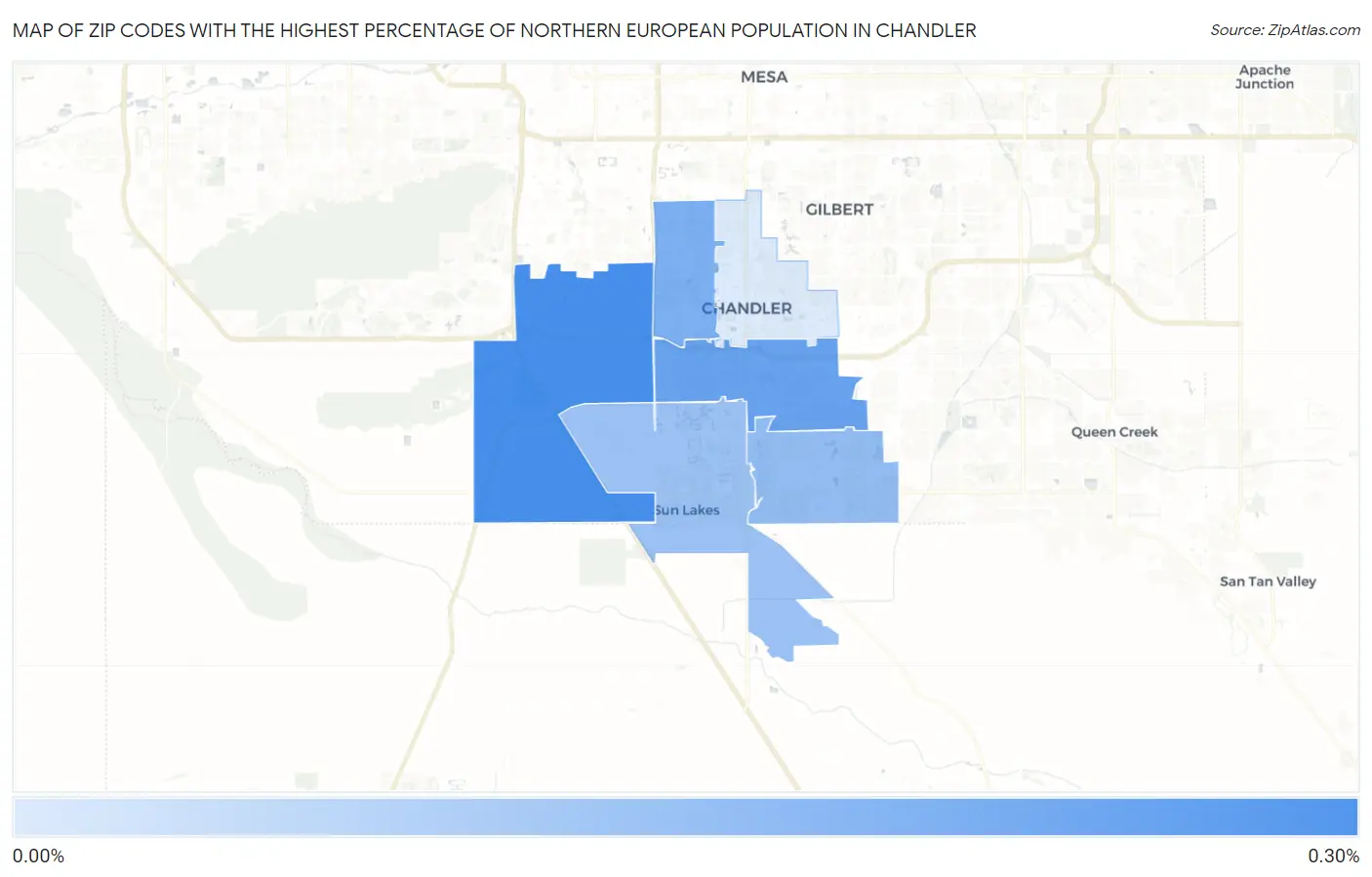 Zip Codes with the Highest Percentage of Northern European Population in Chandler Map