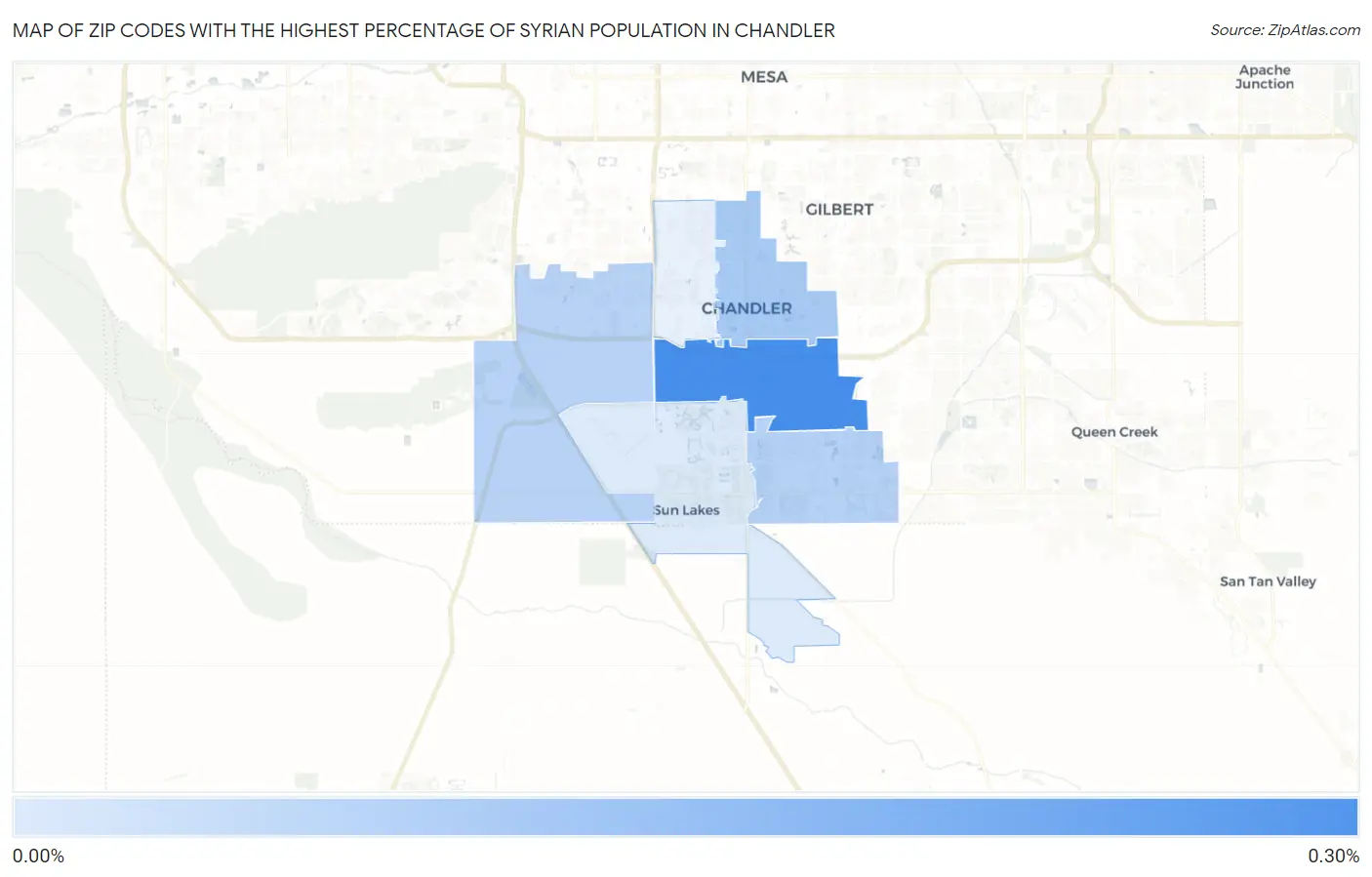 Zip Codes with the Highest Percentage of Syrian Population in Chandler Map