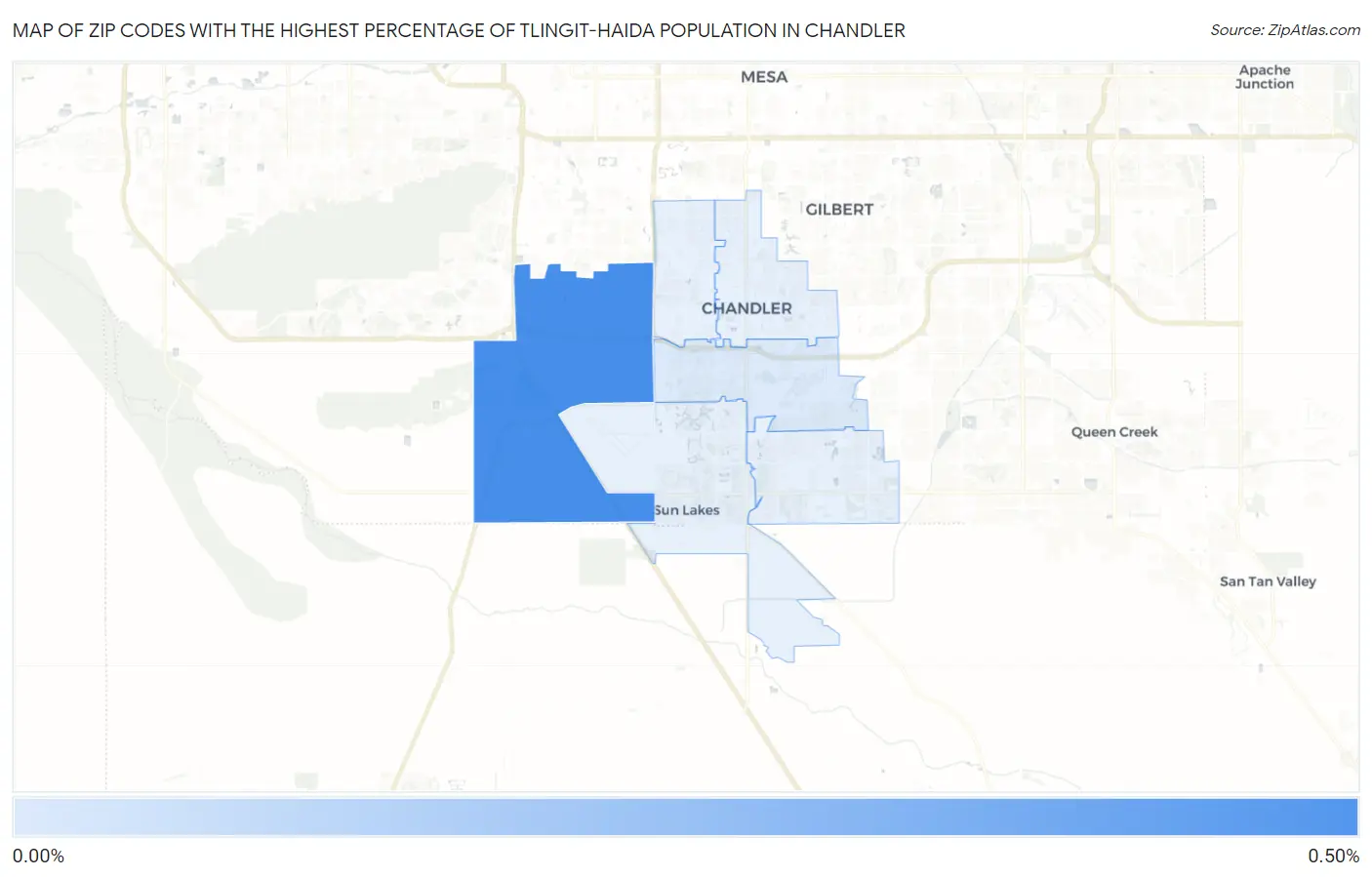 Zip Codes with the Highest Percentage of Tlingit-Haida Population in Chandler Map