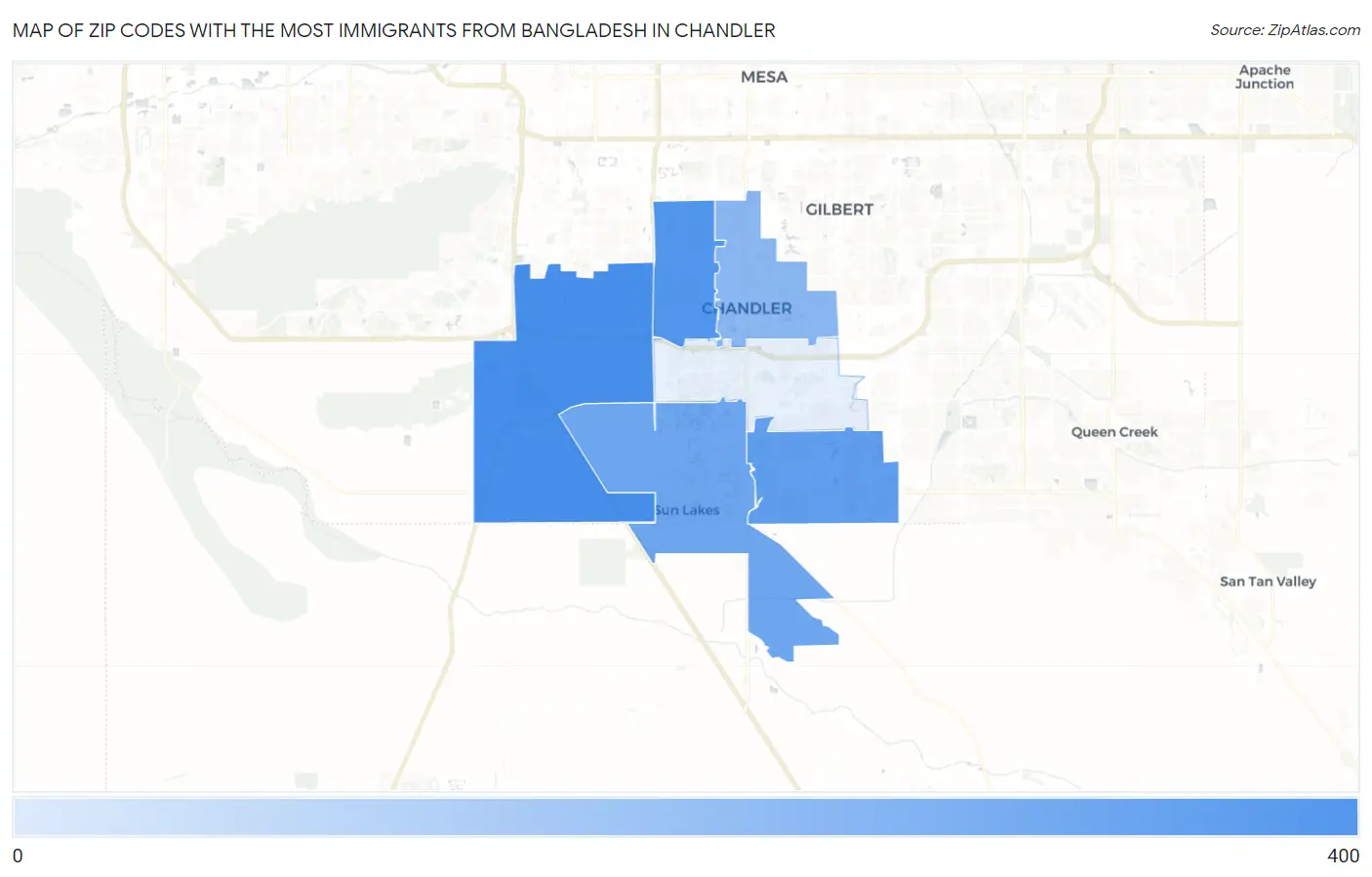 Zip Codes with the Most Immigrants from Bangladesh in Chandler Map