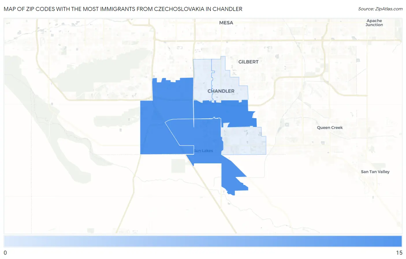 Zip Codes with the Most Immigrants from Czechoslovakia in Chandler Map