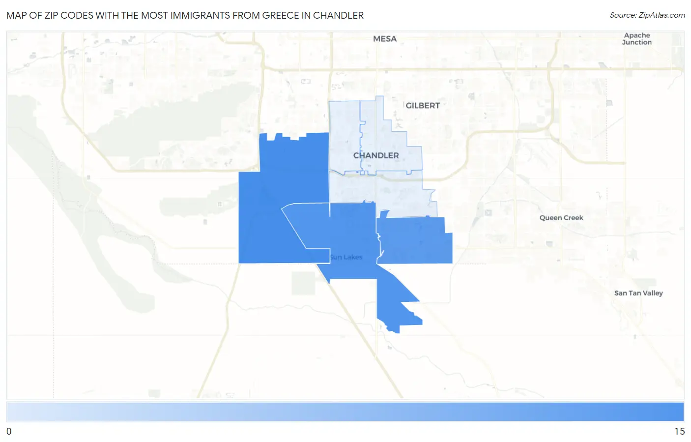 Zip Codes with the Most Immigrants from Greece in Chandler Map