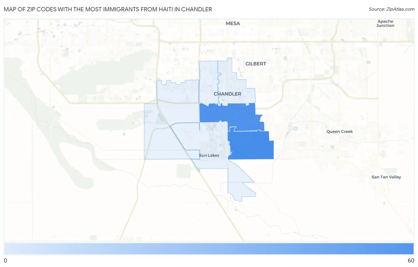 Zip Codes with the Most Immigrants from Haiti in Chandler Map