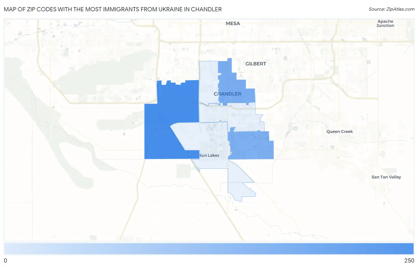 Zip Codes with the Most Immigrants from Ukraine in Chandler Map