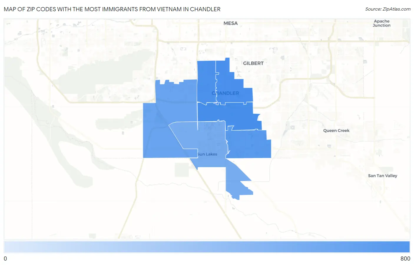 Zip Codes with the Most Immigrants from Vietnam in Chandler Map