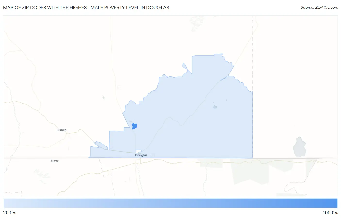 Zip Codes with the Highest Male Poverty Level in Douglas Map
