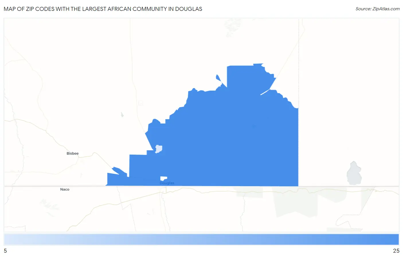 Zip Codes with the Largest African Community in Douglas Map