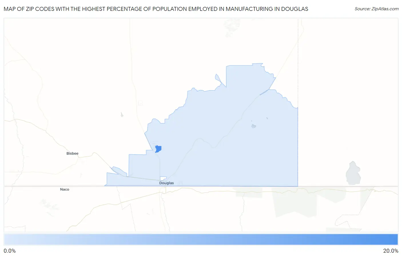 Zip Codes with the Highest Percentage of Population Employed in Manufacturing in Douglas Map