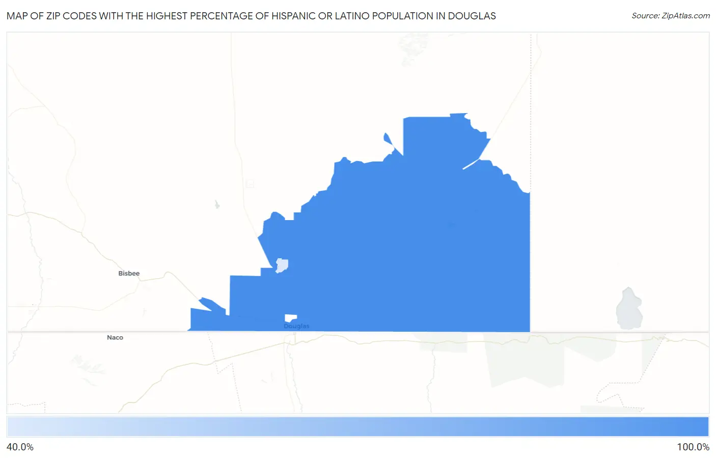 Zip Codes with the Highest Percentage of Hispanic or Latino Population in Douglas Map