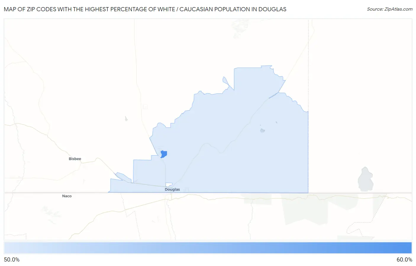 Zip Codes with the Highest Percentage of White / Caucasian Population in Douglas Map