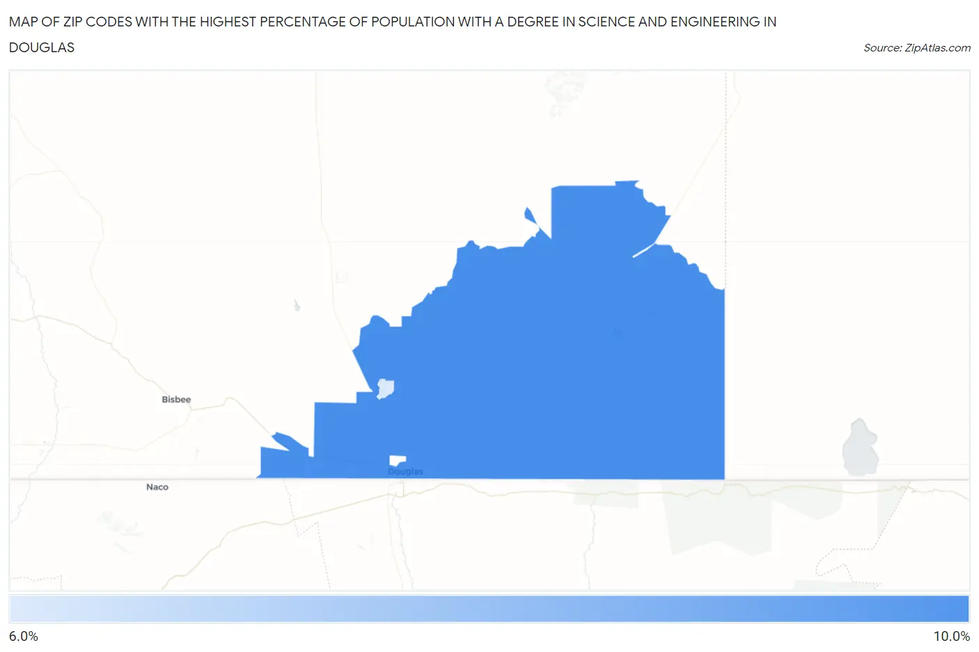 Zip Codes with the Highest Percentage of Population with a Degree in Science and Engineering in Douglas Map