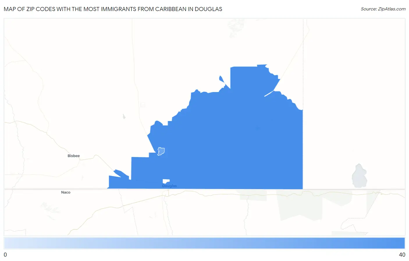 Zip Codes with the Most Immigrants from Caribbean in Douglas Map