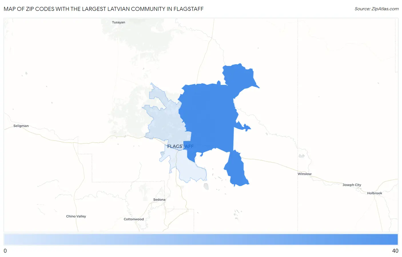 Zip Codes with the Largest Latvian Community in Flagstaff Map