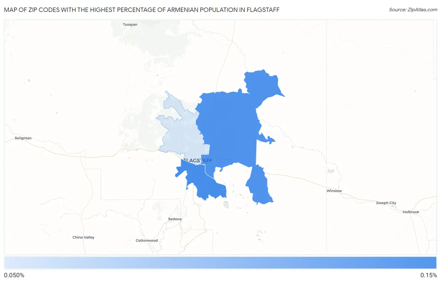 Zip Codes with the Highest Percentage of Armenian Population in Flagstaff Map