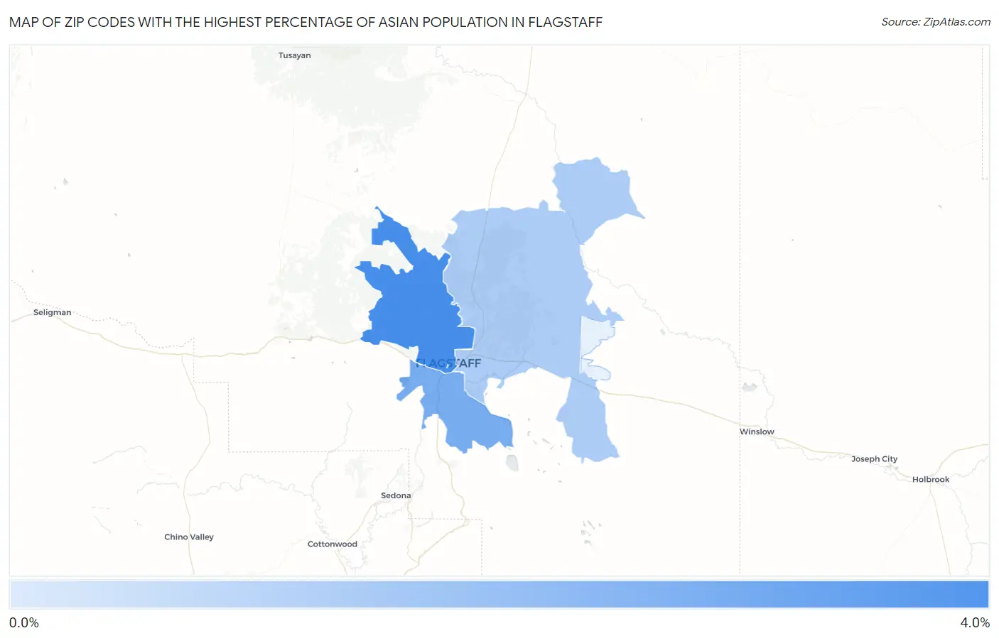Zip Codes with the Highest Percentage of Asian Population in Flagstaff Map