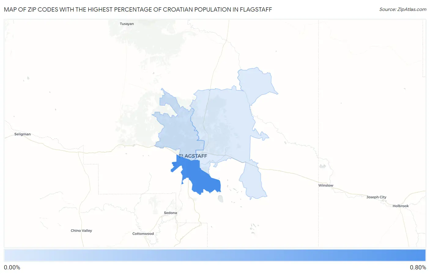 Zip Codes with the Highest Percentage of Croatian Population in Flagstaff Map