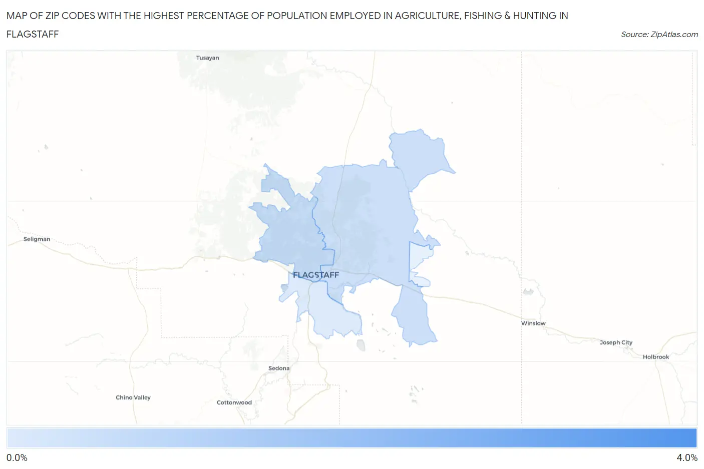 Zip Codes with the Highest Percentage of Population Employed in Agriculture, Fishing & Hunting in Flagstaff Map