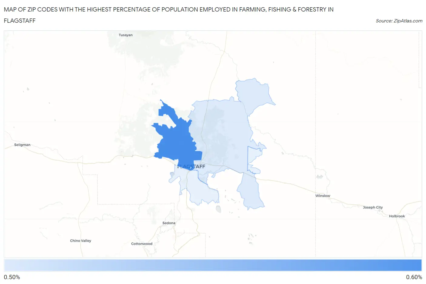 Zip Codes with the Highest Percentage of Population Employed in Farming, Fishing & Forestry in Flagstaff Map