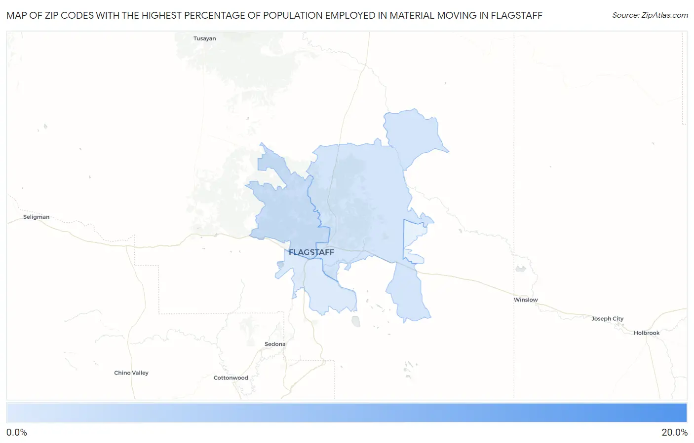 Zip Codes with the Highest Percentage of Population Employed in Material Moving in Flagstaff Map
